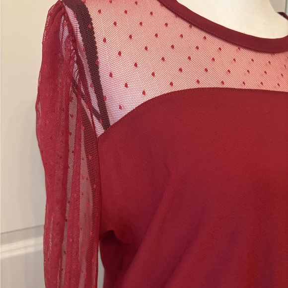 Red sexy romantic sheer sleeve flutter sleeve blouse size XL - Picture 4 of 12